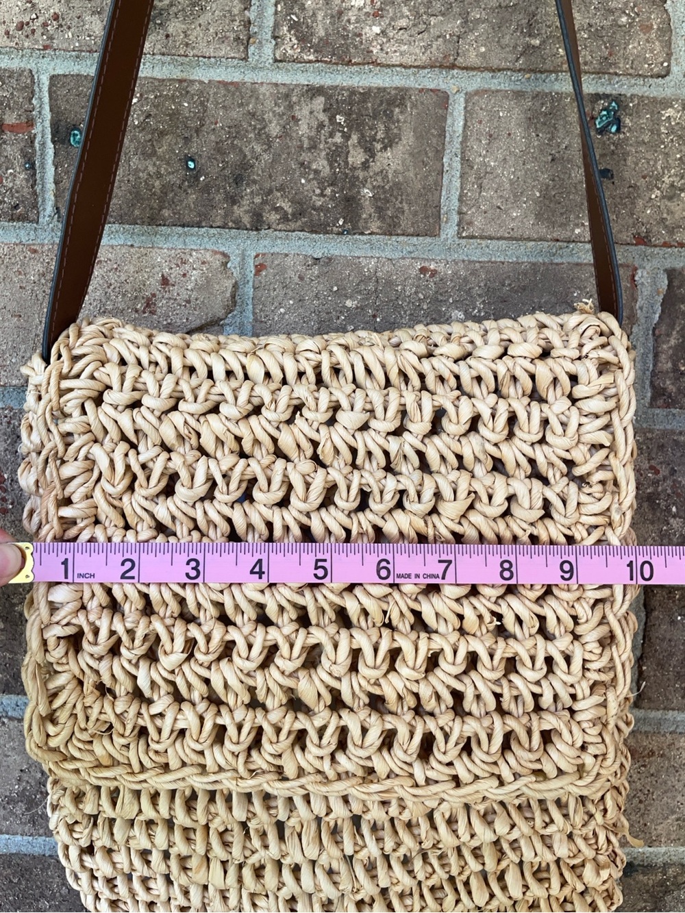 Woven Straw Raffia Shoulder Bag Natural Tan Brown Strap - Picture 10 of 16